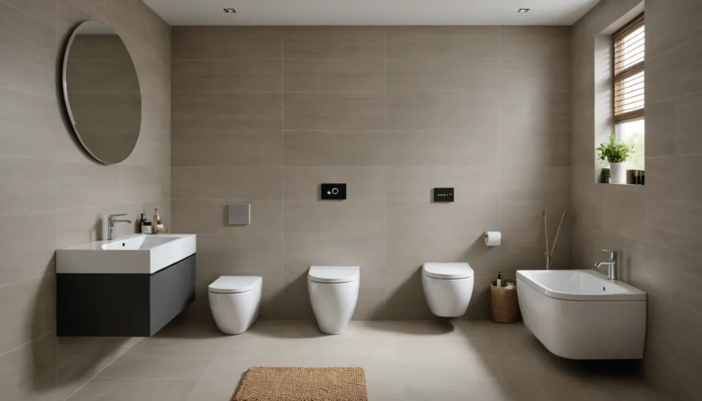 toilettes modernes avec réservoir encastré