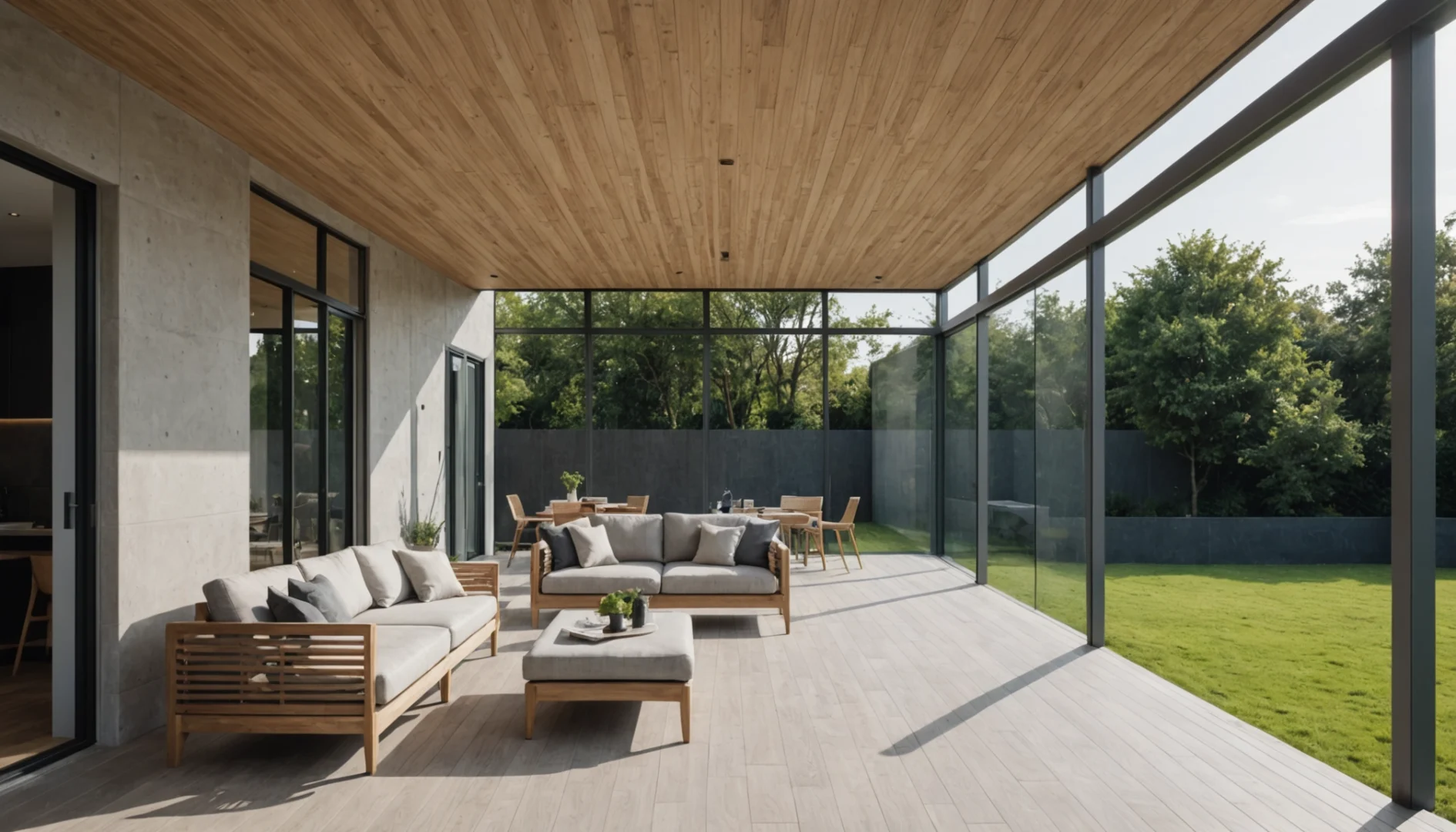veranda avec mur plein