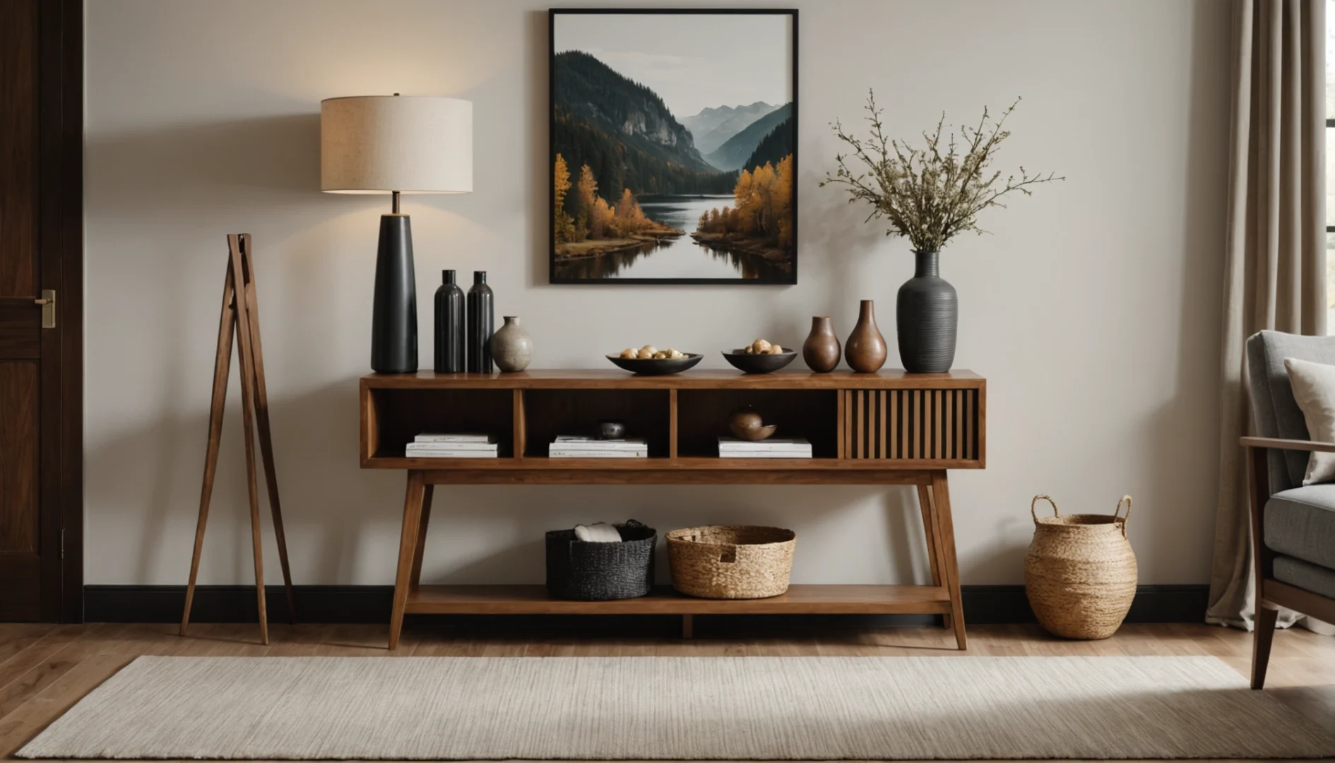console d'entrée design bois
