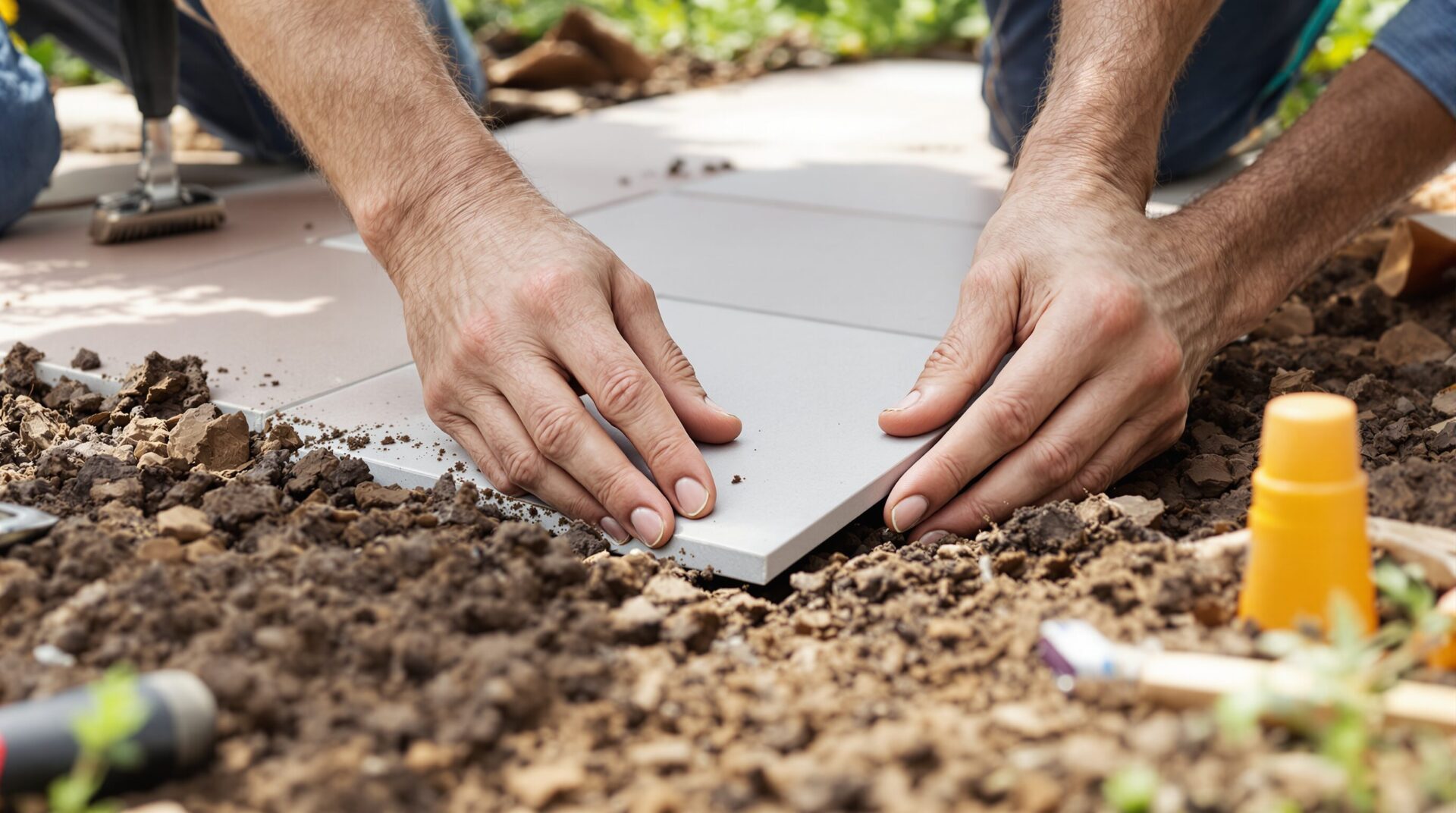 peut on poser des dalles sur de la terre