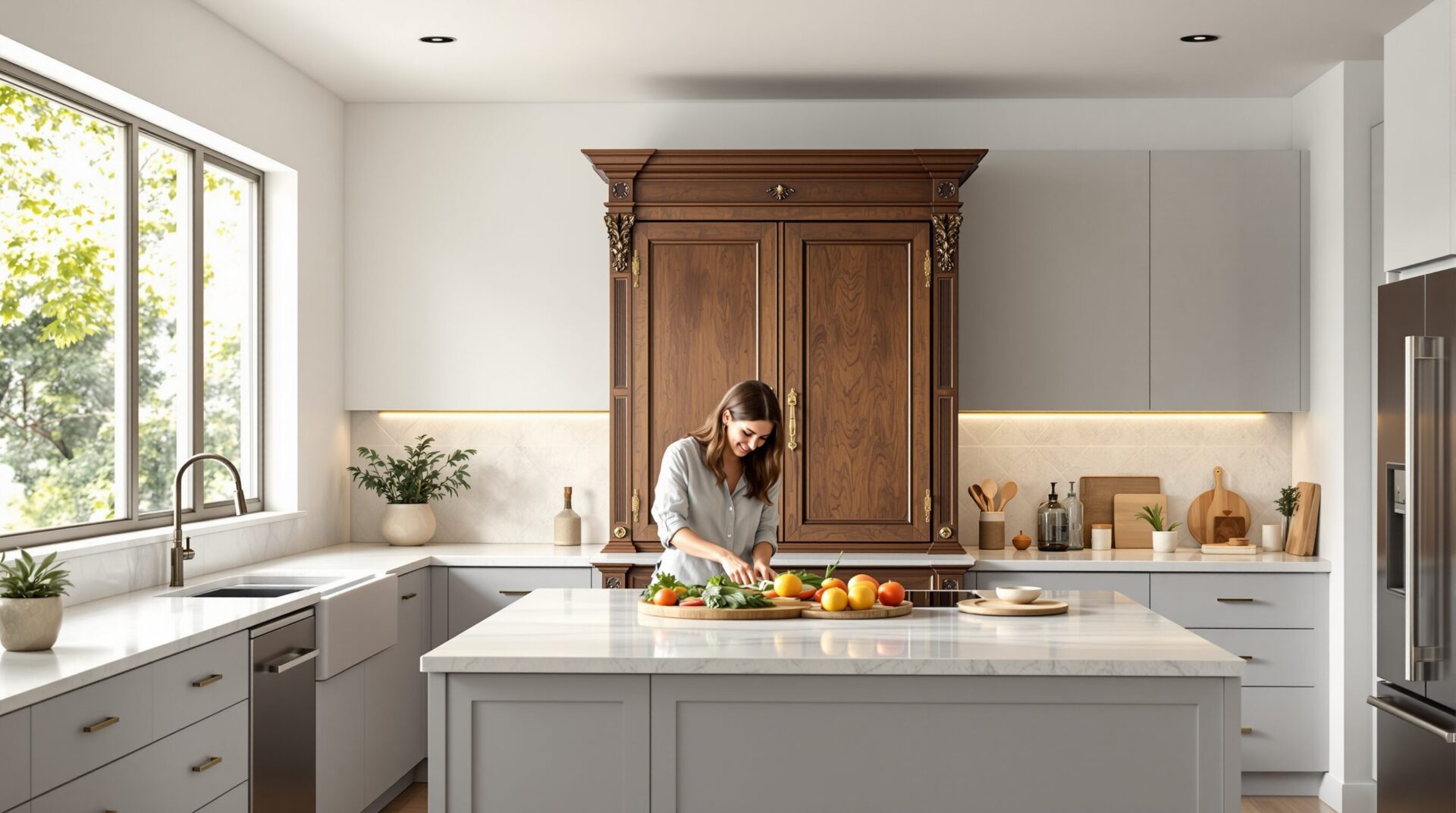 cuisine moderne avec meuble ancien