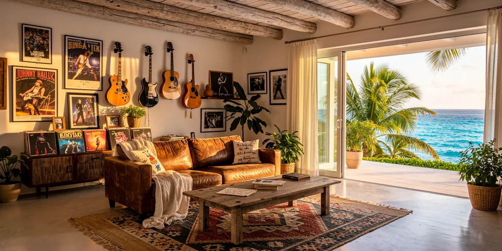 interieur maison johnny hallyday saint barth