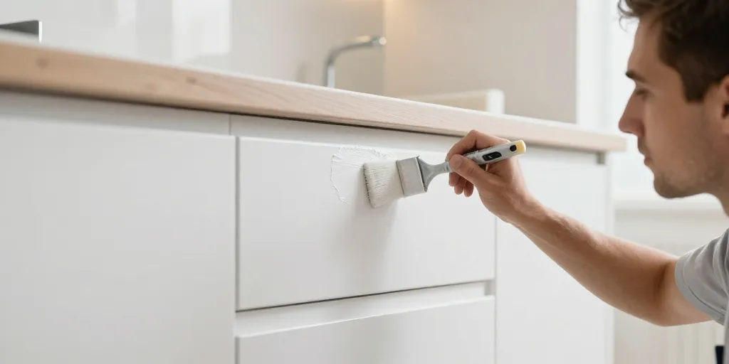 cuisine repeinte en blanc