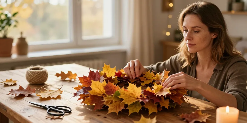 decoration avec feuilles d'automne