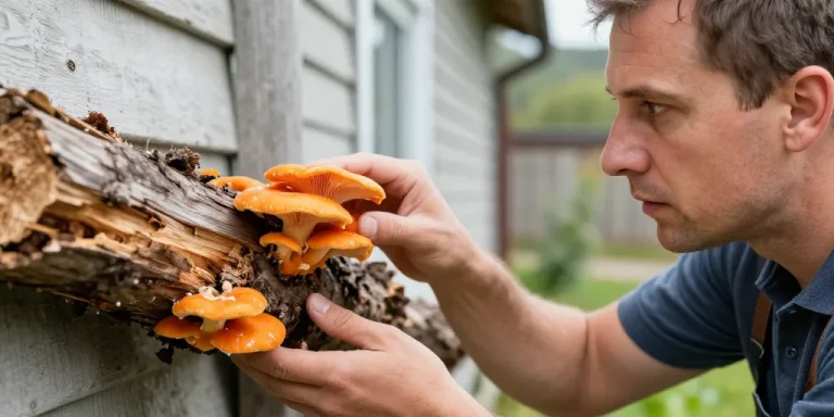 champignon orange sur bois mort