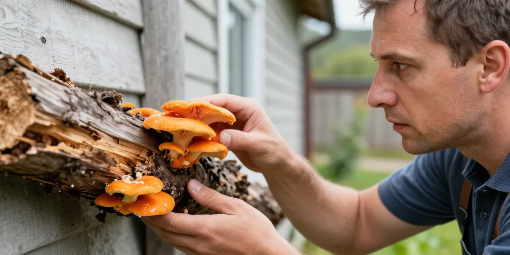 champignon orange sur bois mort