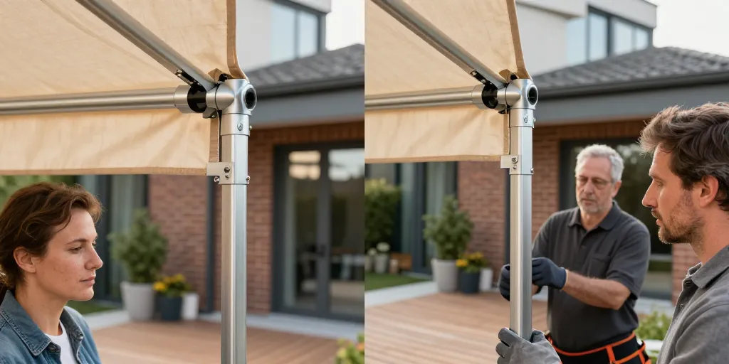 store banne avec poteau