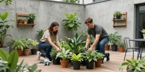 transformer une cour en béton en jardin