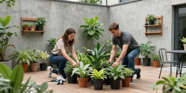 transformer une cour en béton en jardin