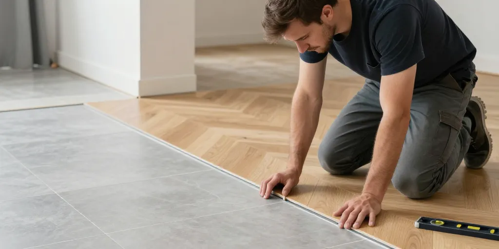associer carrelage et parquet